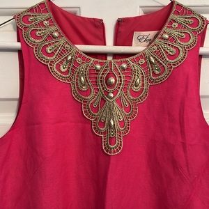 Eliza J Sleeveless Pink A-line Dress With Gold Front Lace